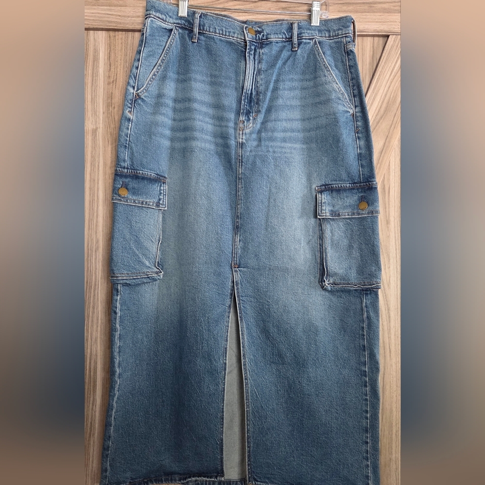 a.n.a Blue High-Rise Denim Skirt